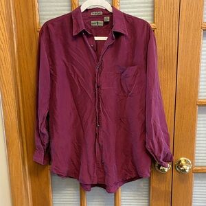 EUC Robert Stock Silk “Big Shirt” Button-Down Shirt